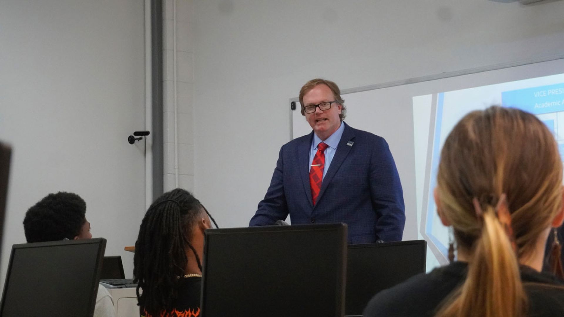 Brad Baine speaking at Crowley’s Ridge College